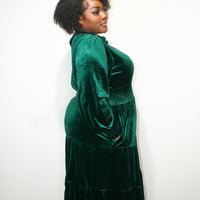 Velvet Virtue Dress in Hunter Green