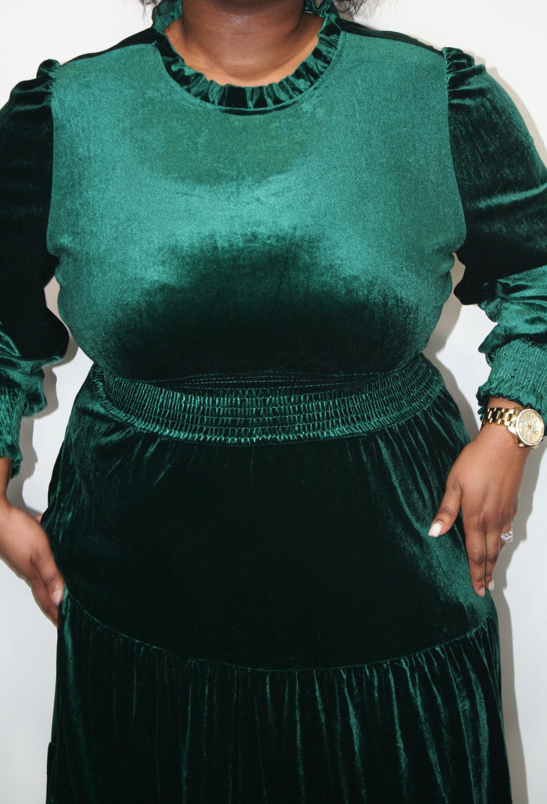 Velvet Virtue Dress in Hunter Green