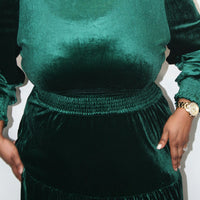 Velvet Virtue Dress in Hunter Green