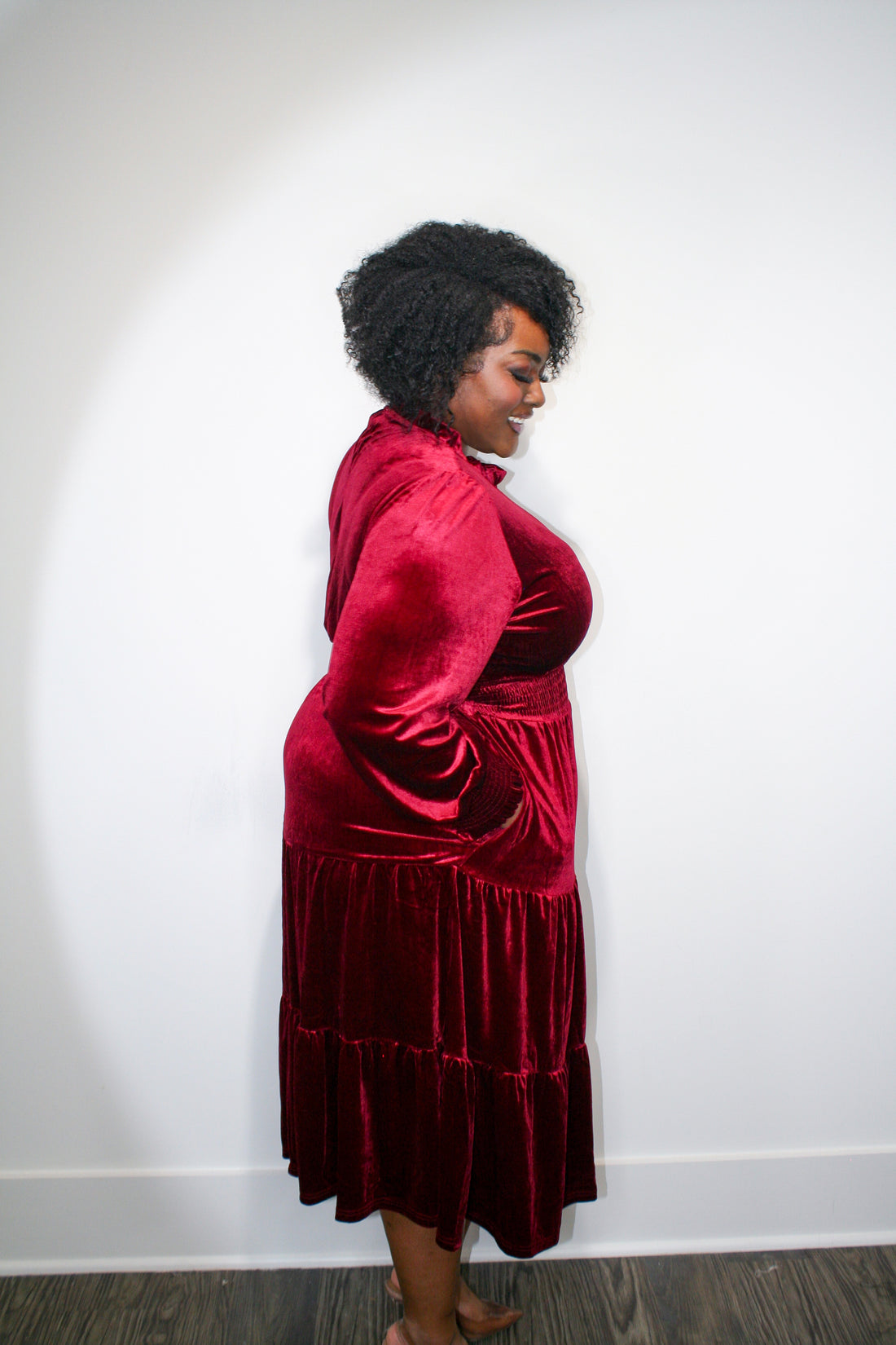 Velvet Virtue Dress in Burgundy