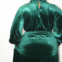 Velvet Virtue Dress in Hunter Green