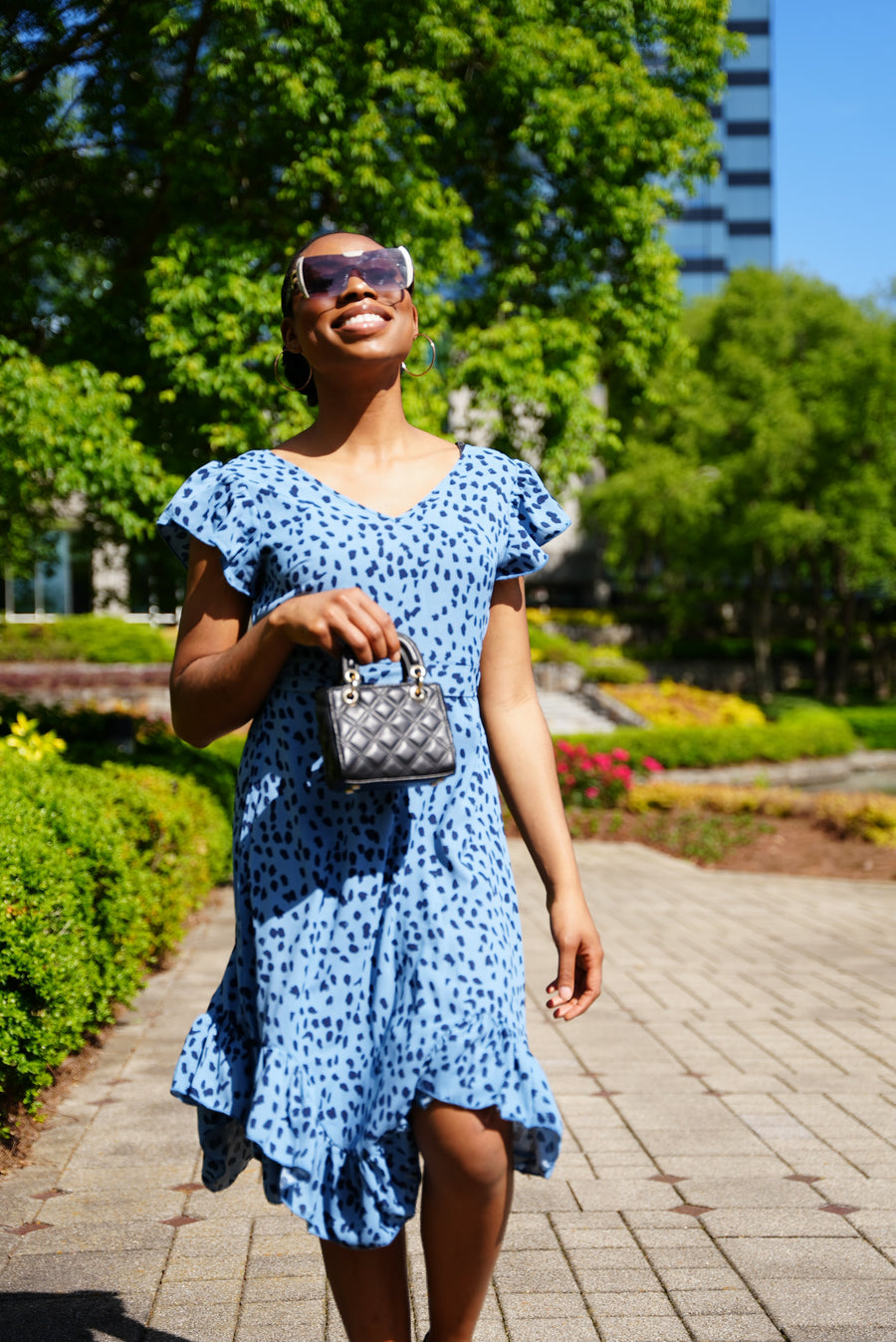 Ruffle Her Up Dress - Blue