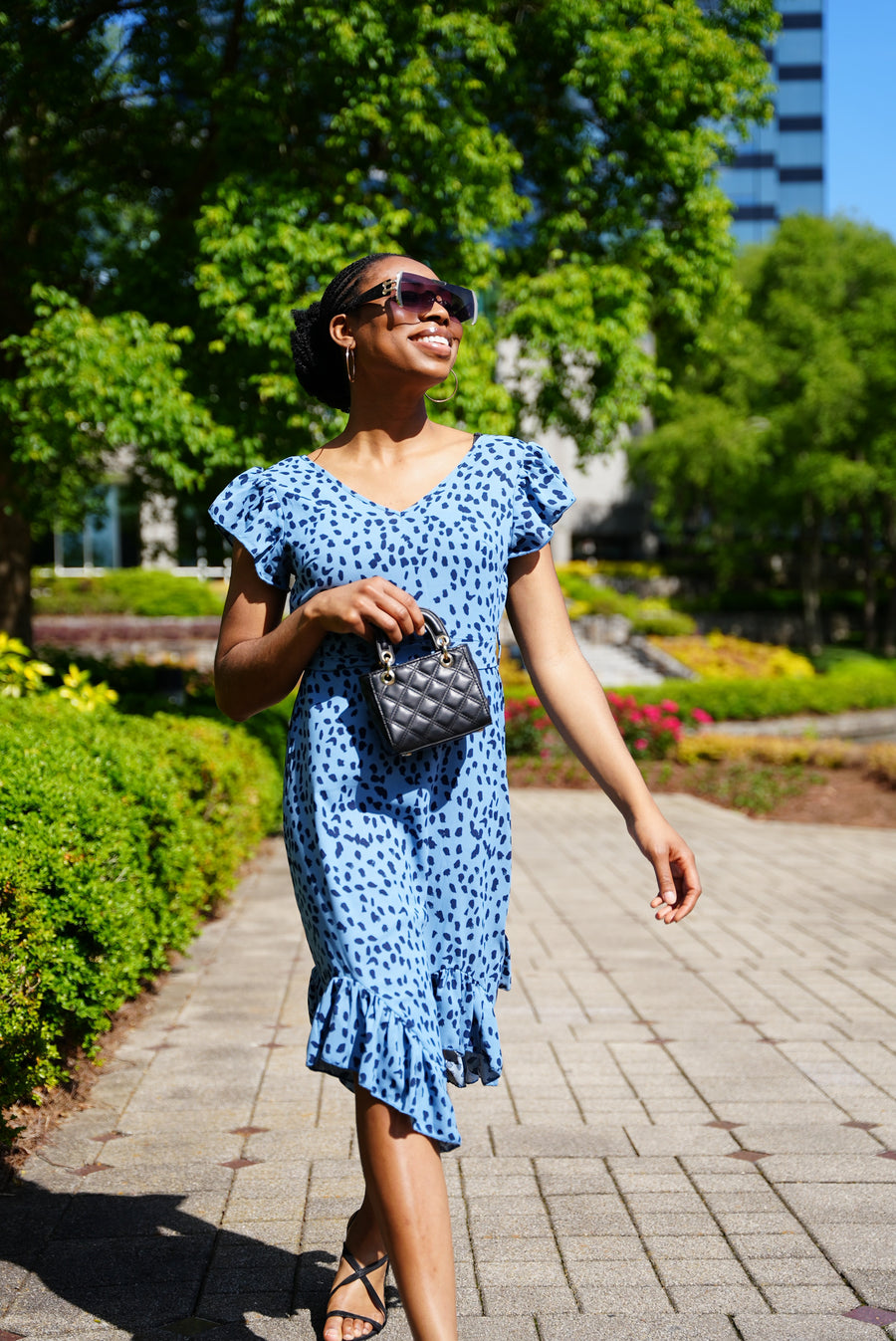 Ruffle Her Up Dress - Blue