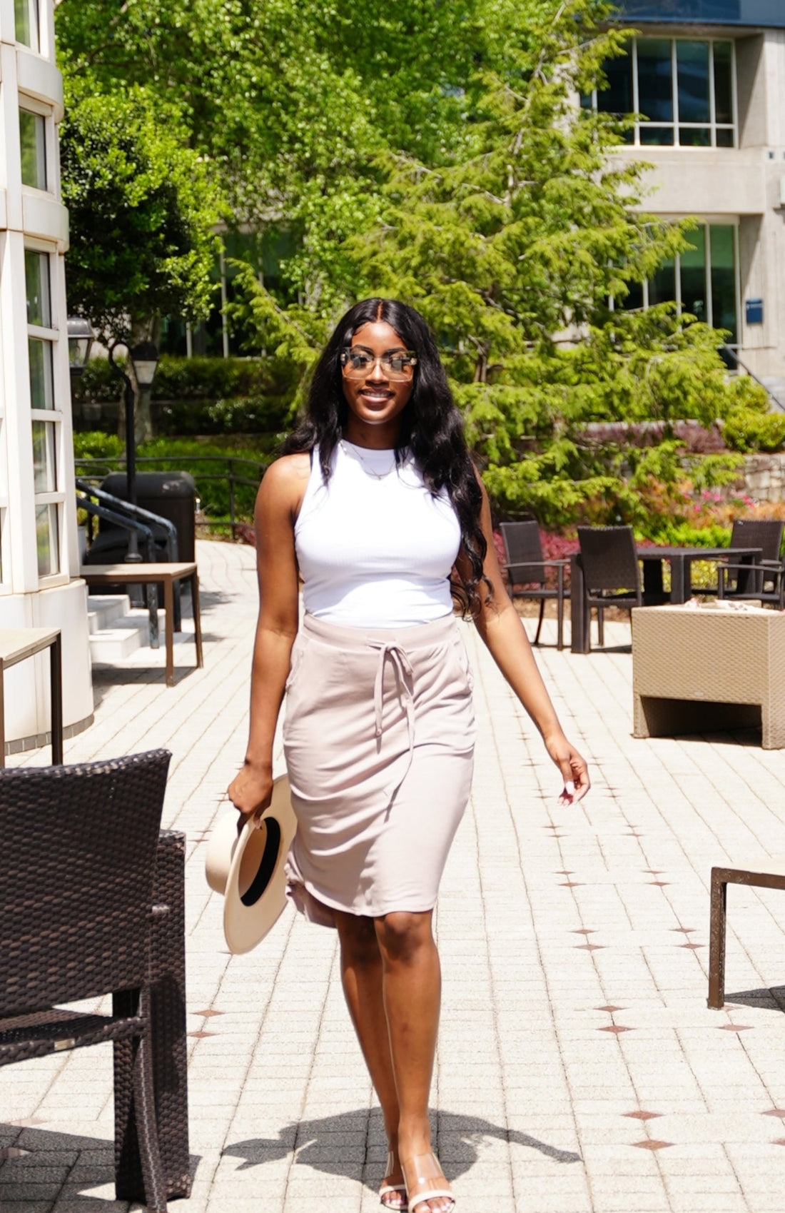 I Can Do It All Day Tie Skirt - Taupe