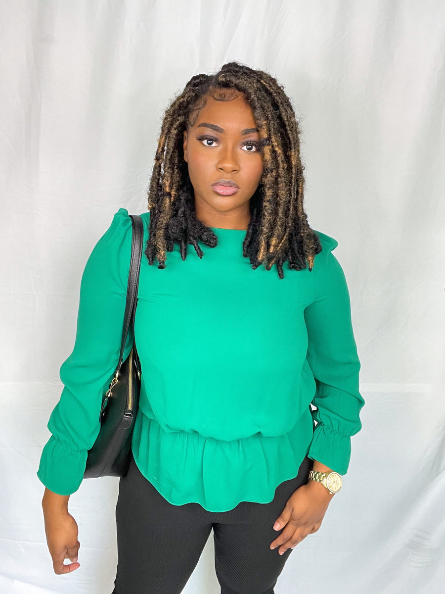 The "Babydoll" Blouse in Forest Green - Modestly Allure