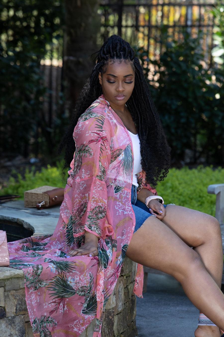 “The Tropics” Floral Kimono in Pink - Modestly Allure